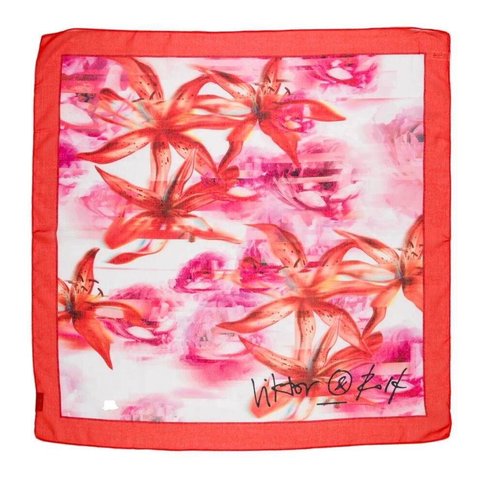 Viktor & Rolf Floral Print Tiger Lily Scarf 35x36